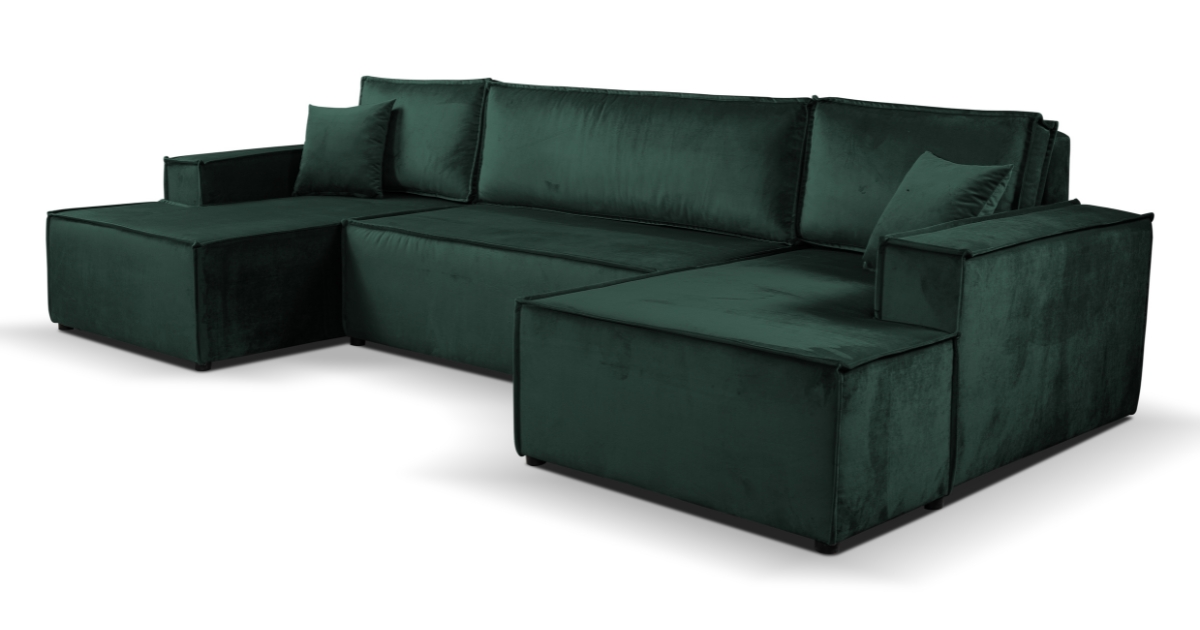 Calix U shaped green corner sofa bed